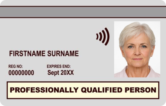 White Professionally Qualified Person Card